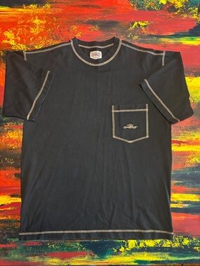 JNCO Black Pocket Tee with eye catching Tan Contrast Stitching